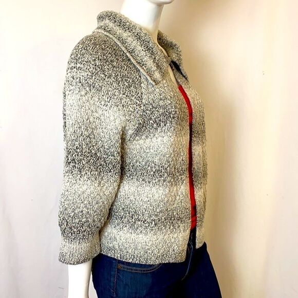 Ellen Tracy Black and White Tweed Cardigan Sweater Size Medium - Picture 2 of 11